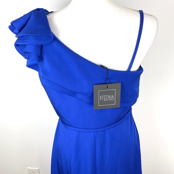 Mac Duggal One Shoulder Ruffle Mini Dress 55286 Royal Blue Size 8 New - Picture 9 of 14